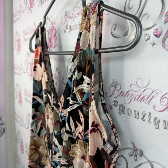 Dynamite dress flowers bird parrot tropical green black Multicolor Floral Dress - Picture 3 of 12